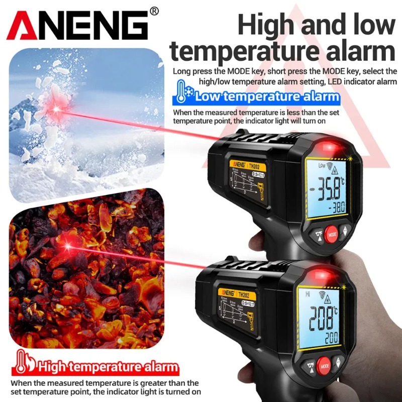 ANENG TH202 Non-contact Infrar - огляд і ціна Industrial Laser Thermometer Gun